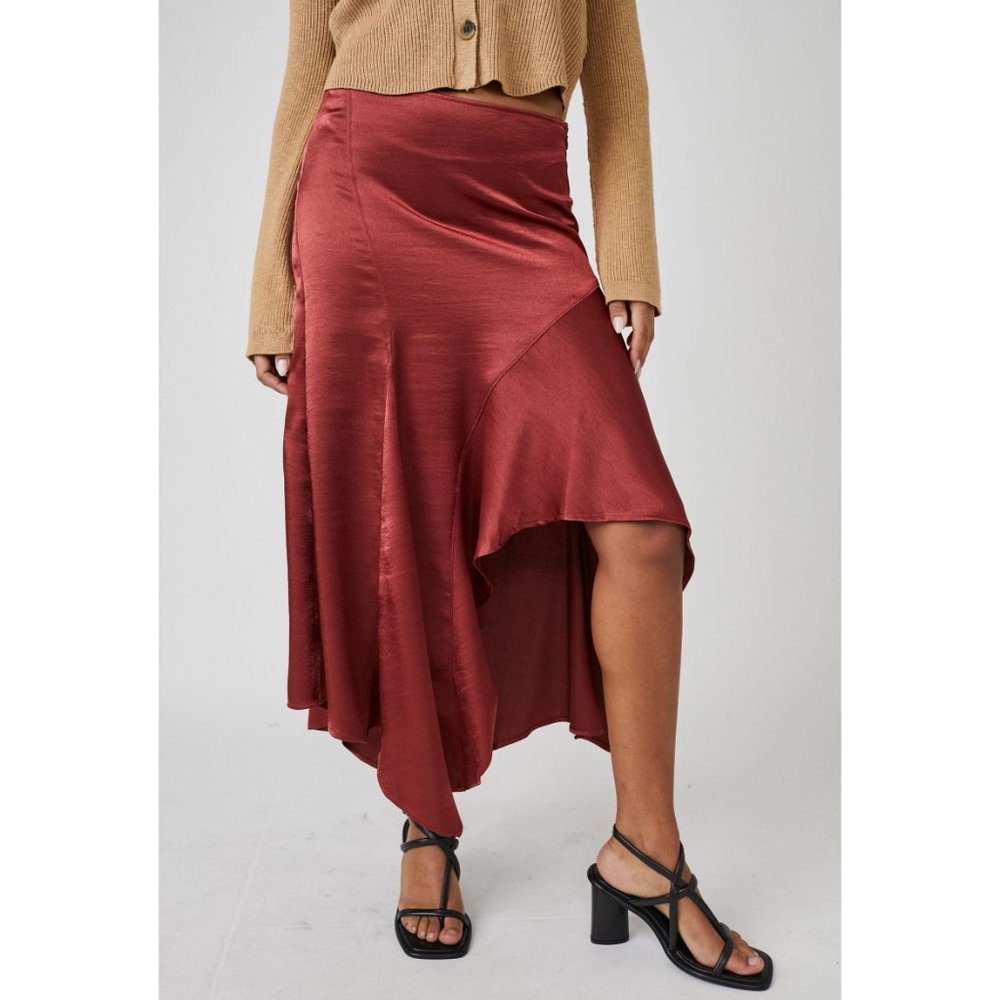 FREE PEOPLE Sunrise Asymmetrical Skirt / Russet Acorn